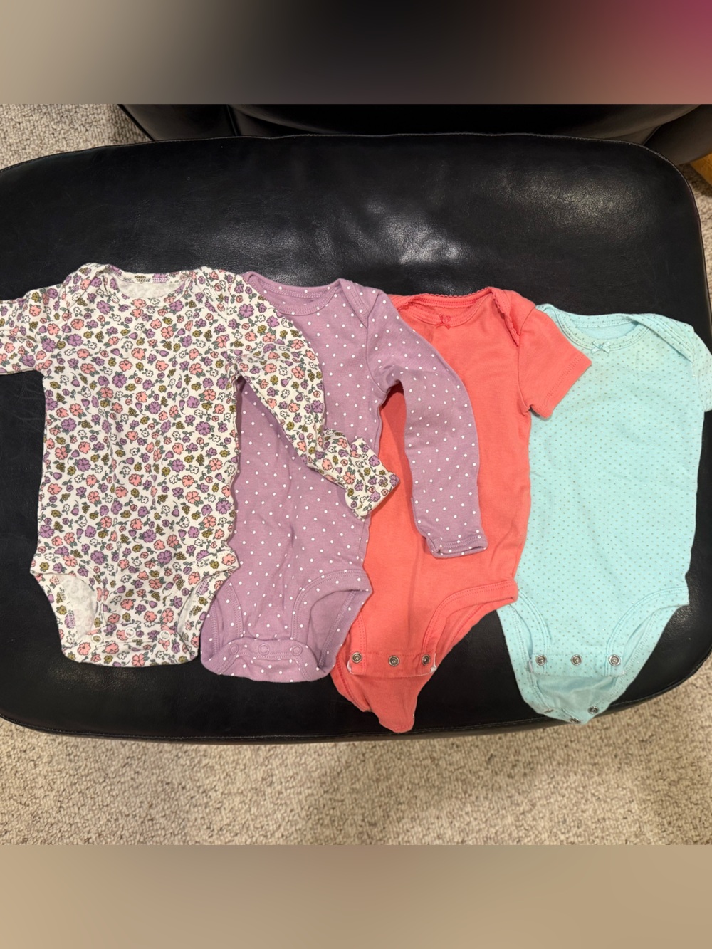 Pack of 4 Girls' onesies in Purple, Coral, Mint & Floral never worn